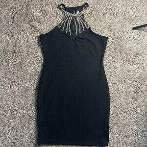Almost Famous Black Embellished Halter Bodycon Dress - Size S